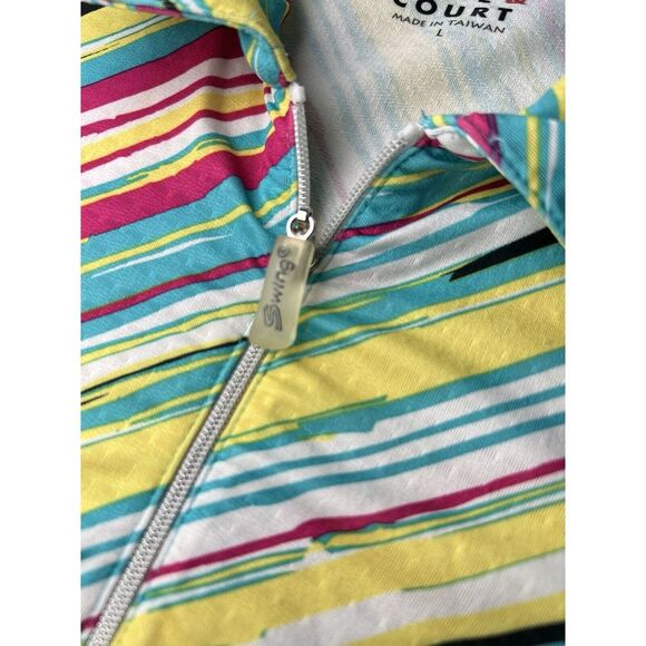 Bette & Court Swing Performance Top Golf Tennis Stripe Zip‎ Long Sleeve L 1847 - Picture 4 of 7